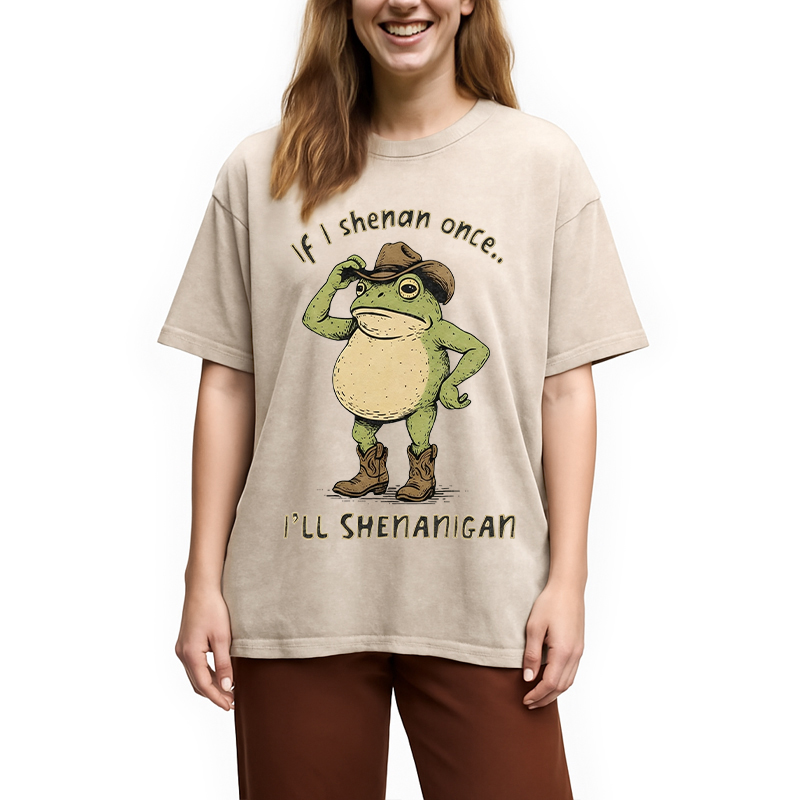 Tokyocanvas If I Shenan Once Funny St. Patrick's Day shirt Washed T-Shirt