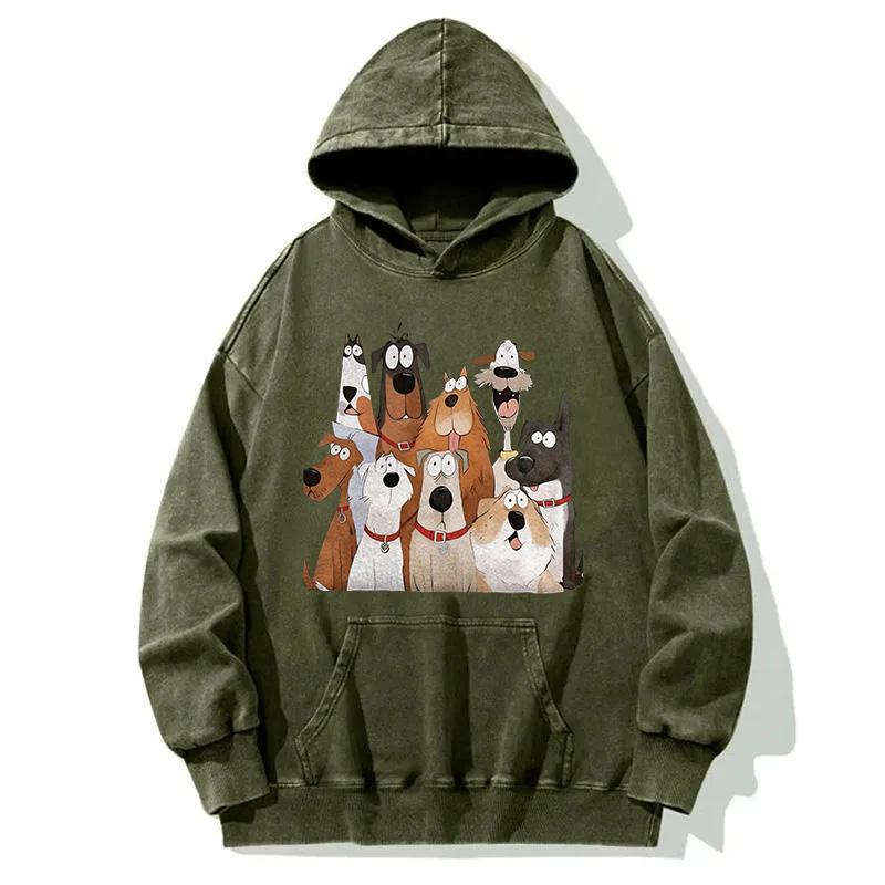 Tokyocanvas Funny Cute Dog Art Print Washed Hoodie