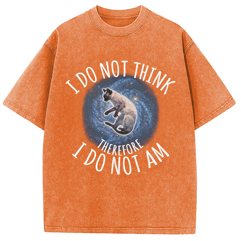 Tokyocanvas I Do Not Think Therefore I Do Not Am Cat Washed T-Shirt