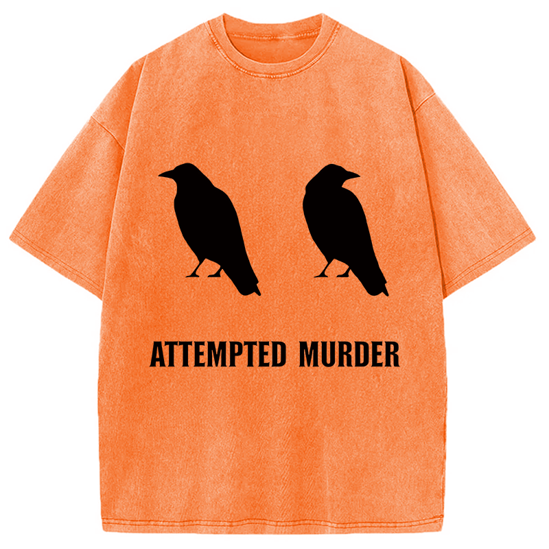 Tokyocanvas Attempted Murder of Crows Funny Washed T-Shirt