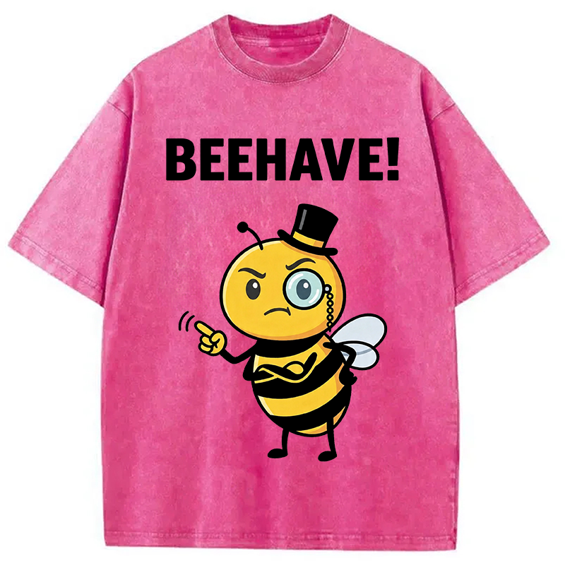 Tokyocanvas Beehave! Funny Bee Washed T-Shirt