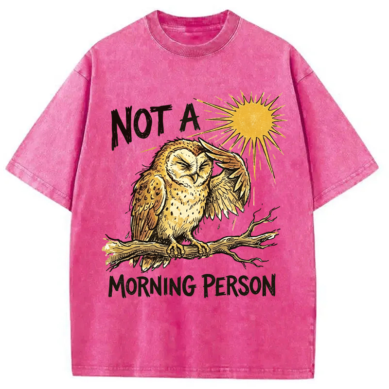 Tokyocanvas Grumpy Owl Not A Morning Person Funny Washed T-Shirt