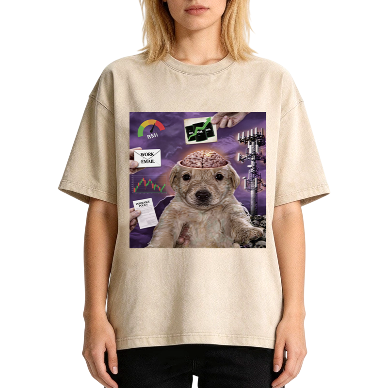 Tokyocanvas My Life Funny Dog Washed T-Shirt