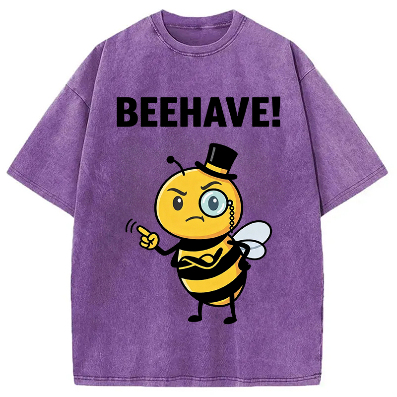 Tokyocanvas Beehave! Funny Bee Washed T-Shirt