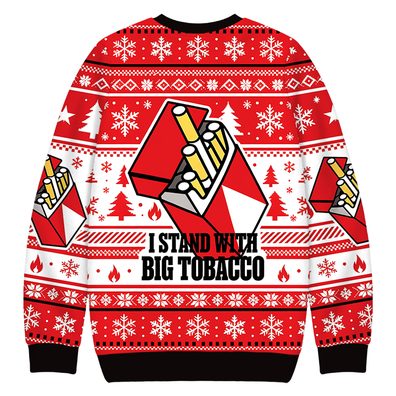 Tokyocanvas I Stand with Big Tobacco Christmas Ugly Sweatshirt
