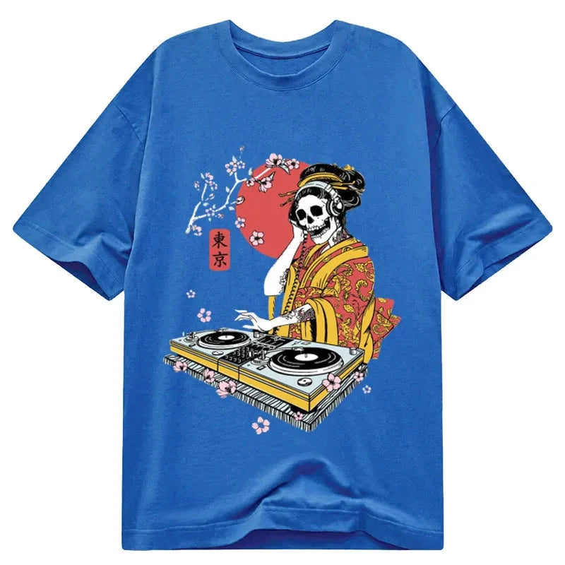 Tokyocanvas Japanese Geisha DJ Skull Classic T-Shirt