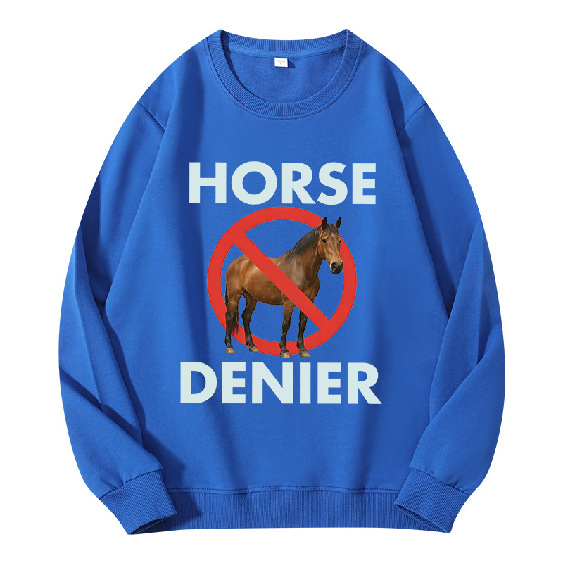 Tokyocanvas Funny Horse Denier Conspiracy Theory Classic Sweatshirt
