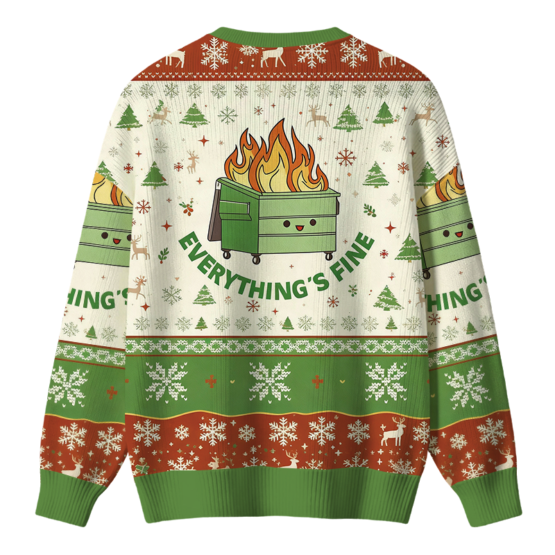 Tokyocanvas Everything is Fine Christmas Ugly Sweater
