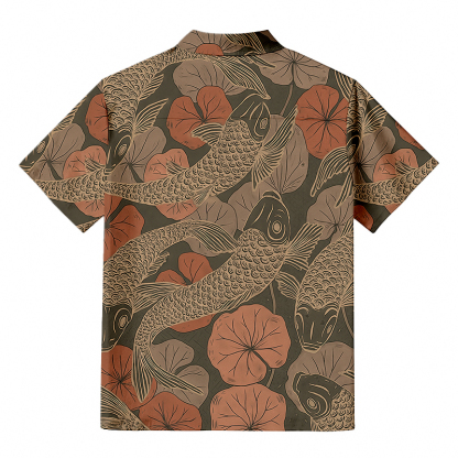 Tokyocanvas Swimming Koi Aloha Button-up Shirt