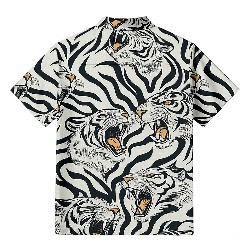 Tokyocanvas Roaring Tiger Aloha Button-up Shirt