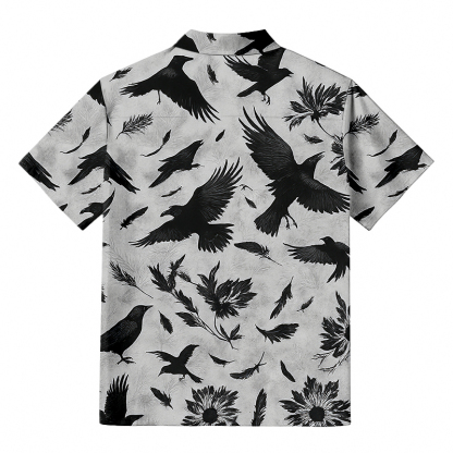 Tokyocanvas Crows Amongst Blossom Button-up Shirt