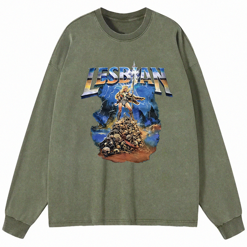 Tokyocanvas Lesbian Warrior Long Sleeve Washed T-Shirt