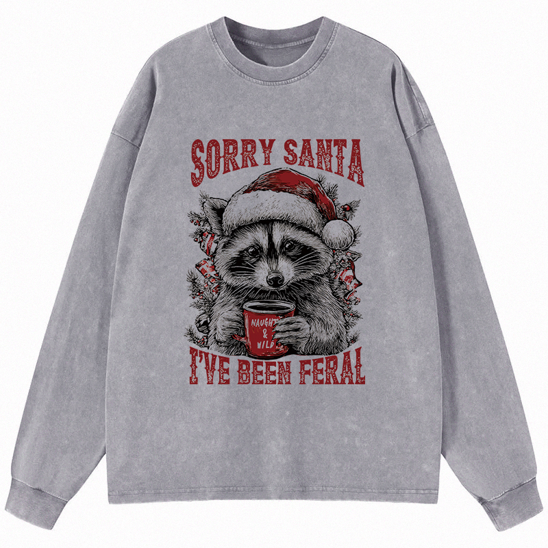 Tokyocanvas Sorry Santa I've Been Feral Long Sleeve Washed T-Shirt