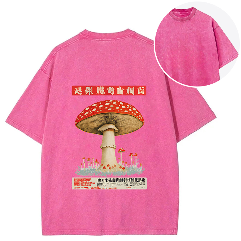 Tokyocanvas Psychedelic Mushroom Japanese Back Washed T-Shirt