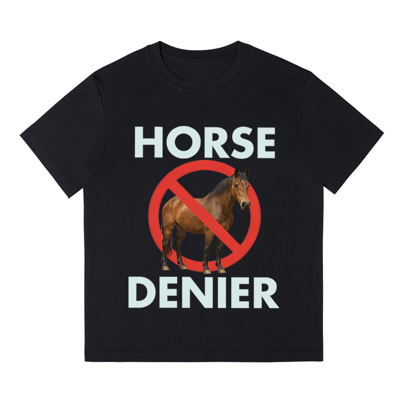 Tokyocanvas Funny Horse Denier Conspiracy Theory Boxy T-shirt