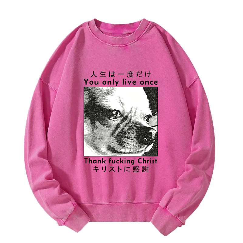 Tokyocanvas You Only Live Once Washed Sweatshirt