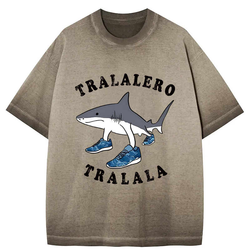 Tokyocanvas Tralalero Tralala Funny Gradient Washed T-Shirt