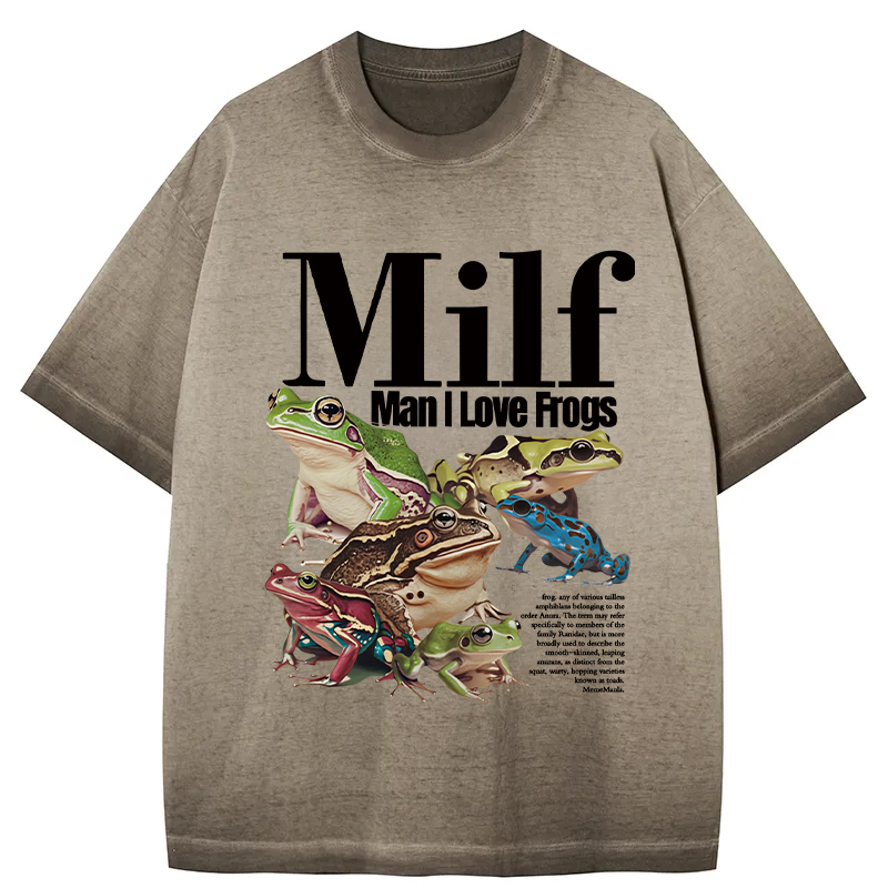 Tokyocanvas Man I Love Frogs Meme Gradient Washed T-Shirt