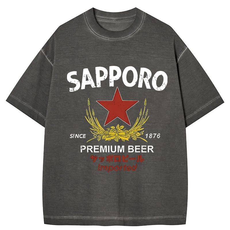 Tokyocanvas Sapporo Beer Essential Gradient Washed T-Shirt