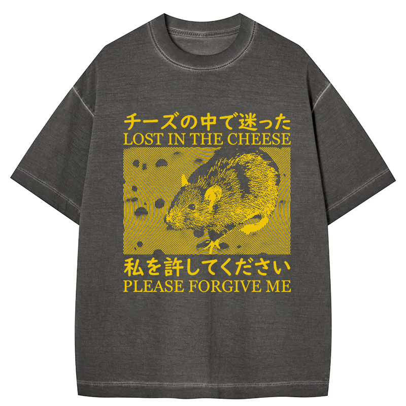 Tokyocanvas Lost in the Cheese Please Forgive Me Gradient Washed T-Shirt