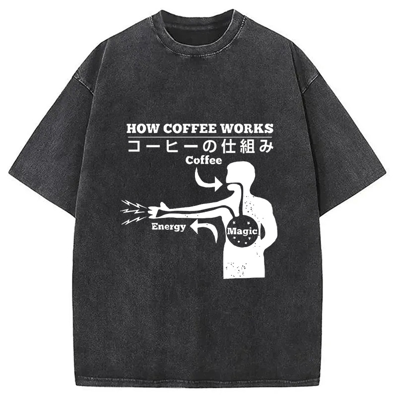 Tokyocanvas How Coffee Works Washed T-Shirt