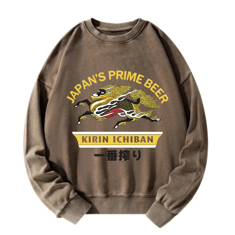 Tokyocanvas Kirin Ichiban Beer Logo Japanese Washed Sweatshirt