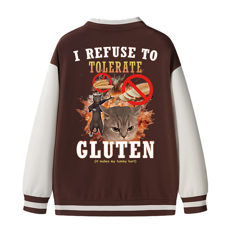 Tokyocanvas I Refuse to Tolerate Gluten Varsity Jacket