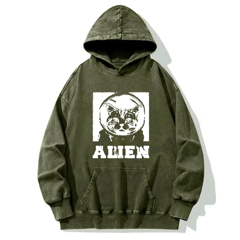 Tokyocanvas Alien Cat Washed Hoodie