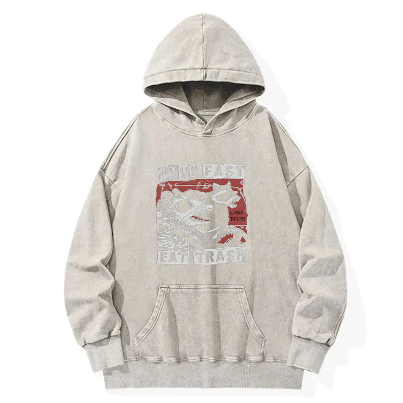 Tokyocanvas Live Fast Eat Trash Washed Hoodie
