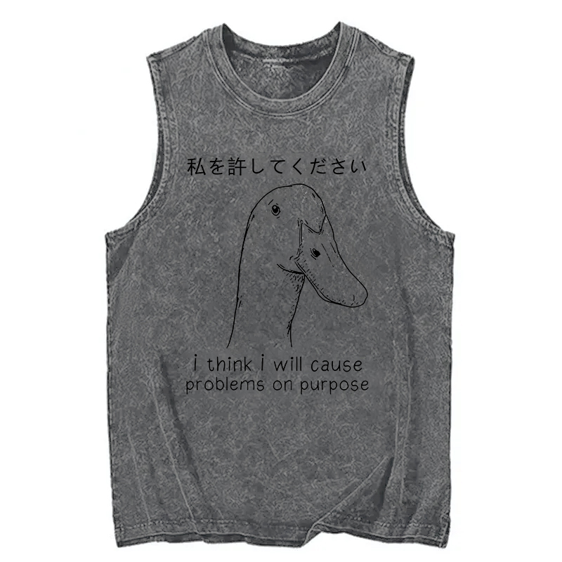 Tokyocanvas Stupid Goose Funny Washed Tank