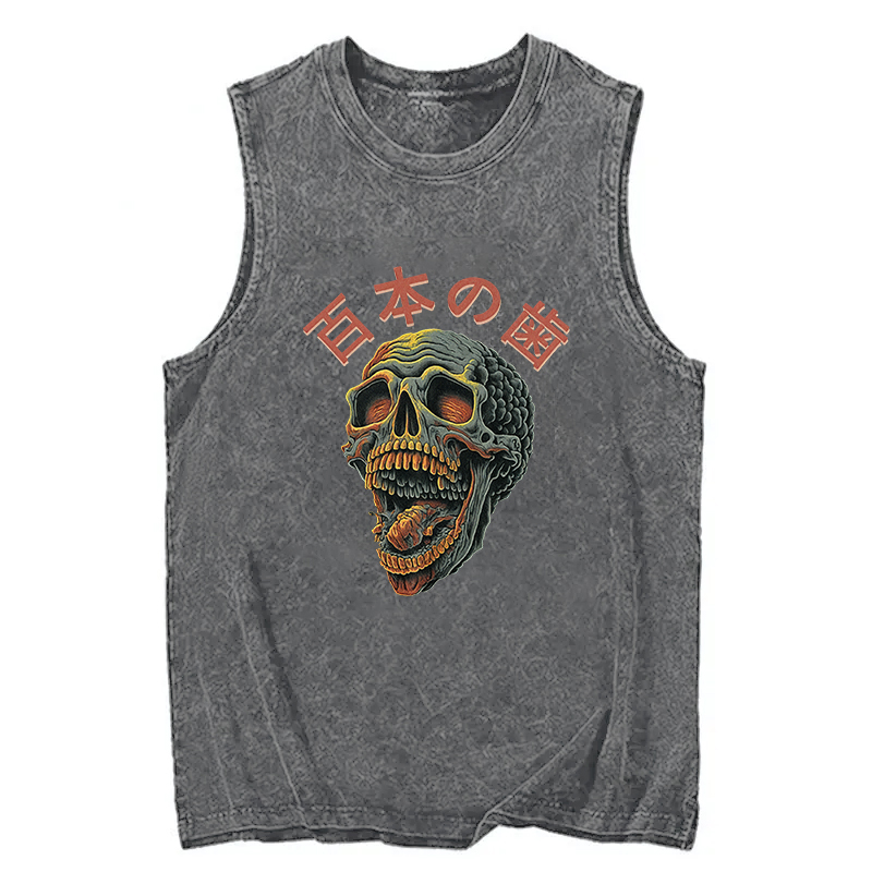 Tokyocanvas Terrifying And Disgusting Skull Washed Tank