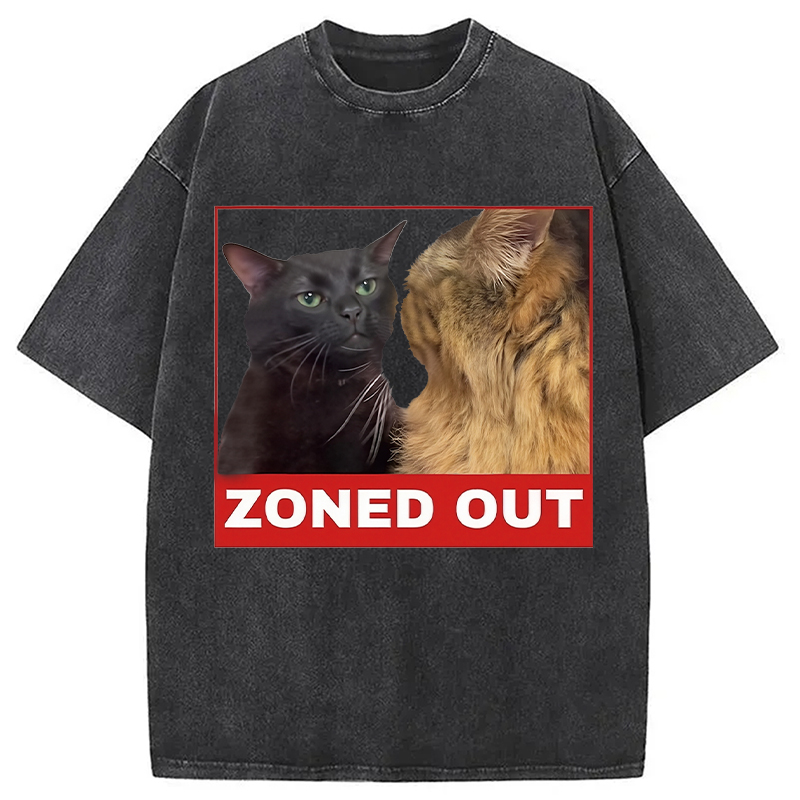 Tokyocanvas Funny Cat Zoning Meme Washed T-Shirt