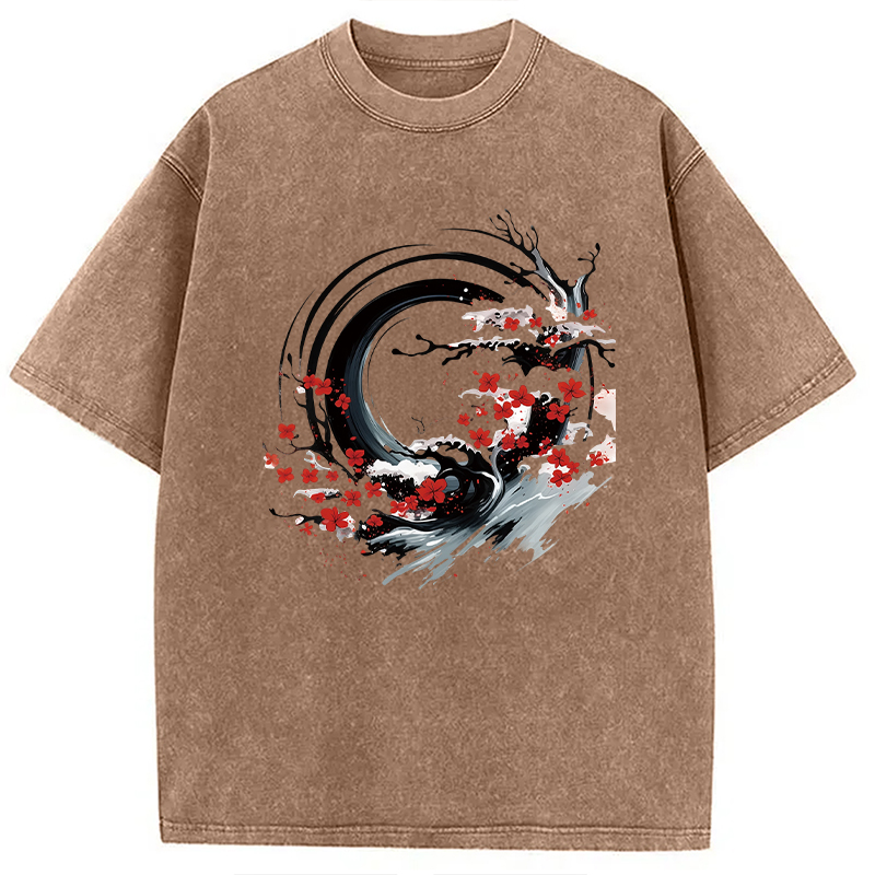 Tokyocanvas Sakura Tree Flow Washed T-Shirt