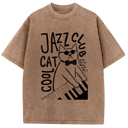 Tokyocanvas Jazz Cat Club Washed T-Shirt