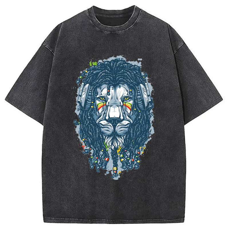 Tokyocanvas Hip Hop Lion Washed T-Shirt