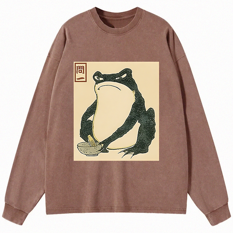 Tokyocanvas Matsumoto Hoji Japanese Frog Long Sleeve Washed T-Shirt