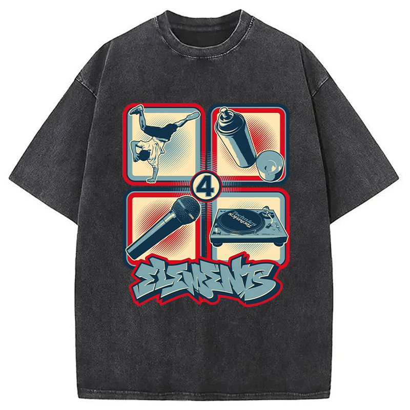 Tokyocanvas 4 Elements of Hip Hop Washed T-Shirt