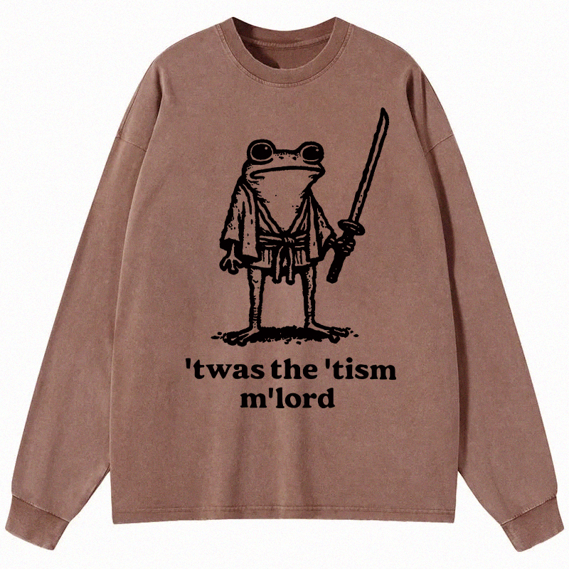 Tokyocanvas Focused Samurai Frog Long Sleeve Washed T-Shirt