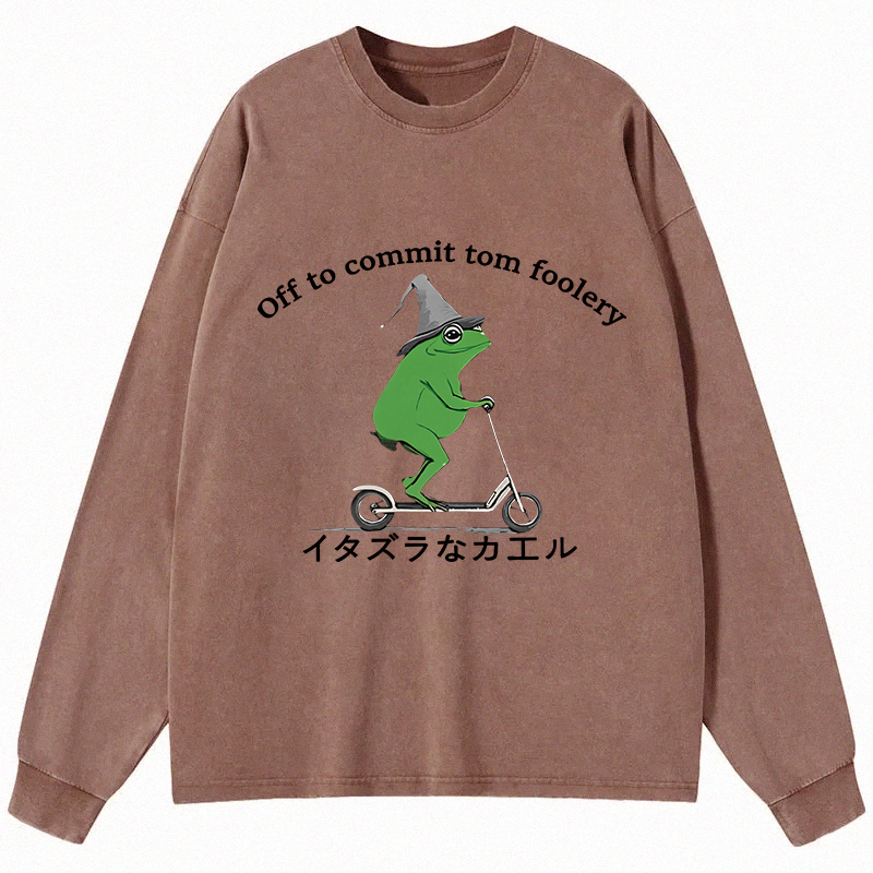 Tokyocanvas Stupid Frog Long Sleeve Washed T-Shirt