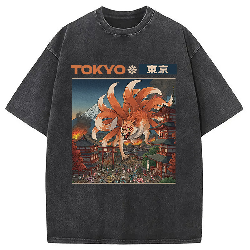Tokyocanvas Tokyo Traditional Japanese Design Washed T-Shirt