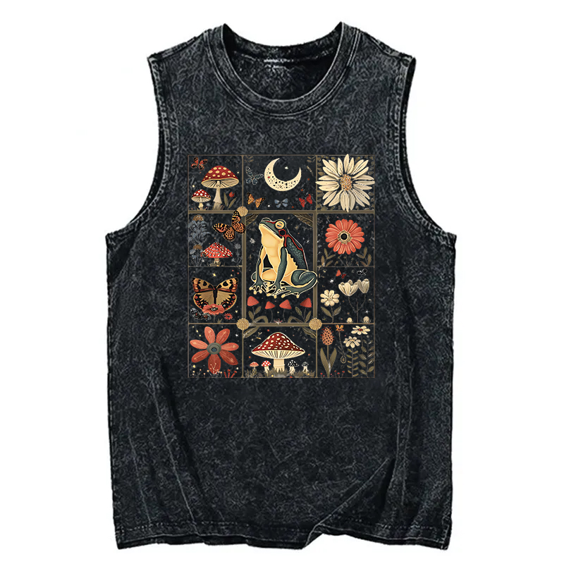 Tokyocanvas Celestial Frog Goblincore Mushroom Washed Tank