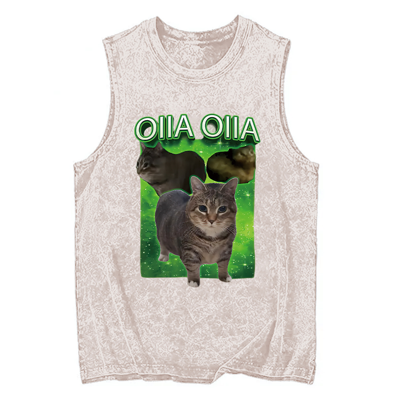 Tokyocanvas Oiia Cat Funny Meme Washed Tank