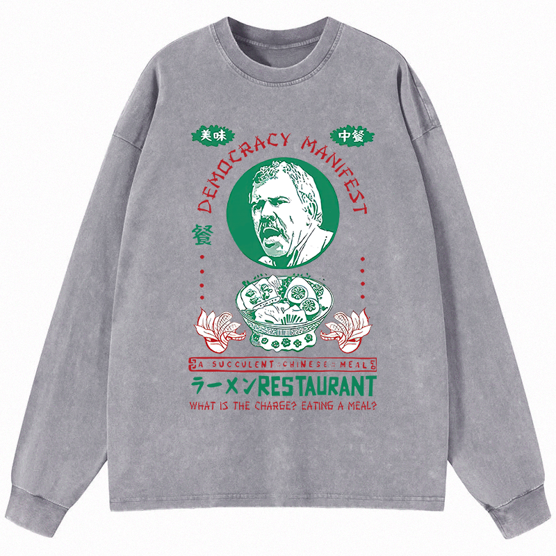 Tokyocanvas Delicious Chinese Food Long Sleeve Washed T-Shirt