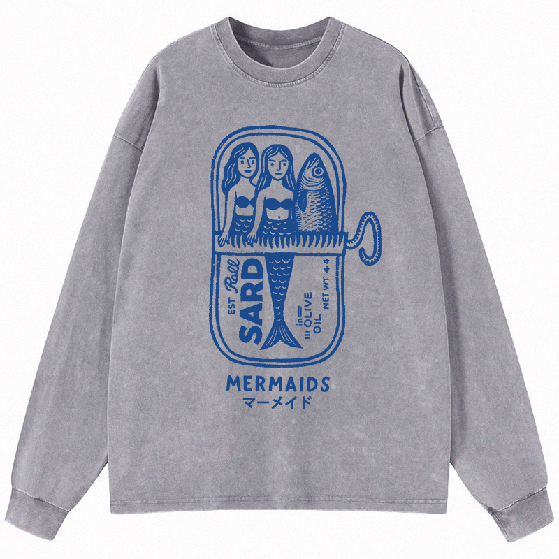 Tokyocanvas Mermaid Can Long Sleeve Washed T-Shirt