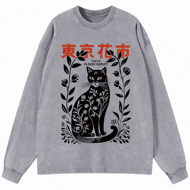 Tokyocanvas Tokyo Flower Market Long Sleeve Washed T-Shirt