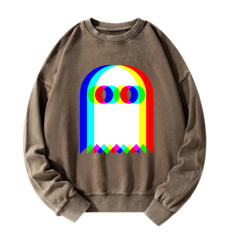 Tokyocanvas Halloween Psychedelic Ghosts Washed Sweatshirt