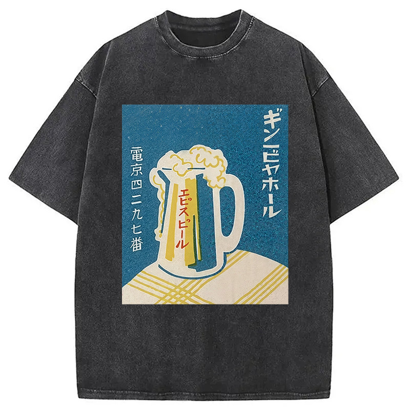 Tokyocanvas Japanese Vintage Beer Mug Washed T-Shirt