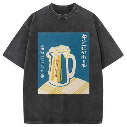 Tokyocanvas Japanese Vintage Beer Mug Washed T-Shirt