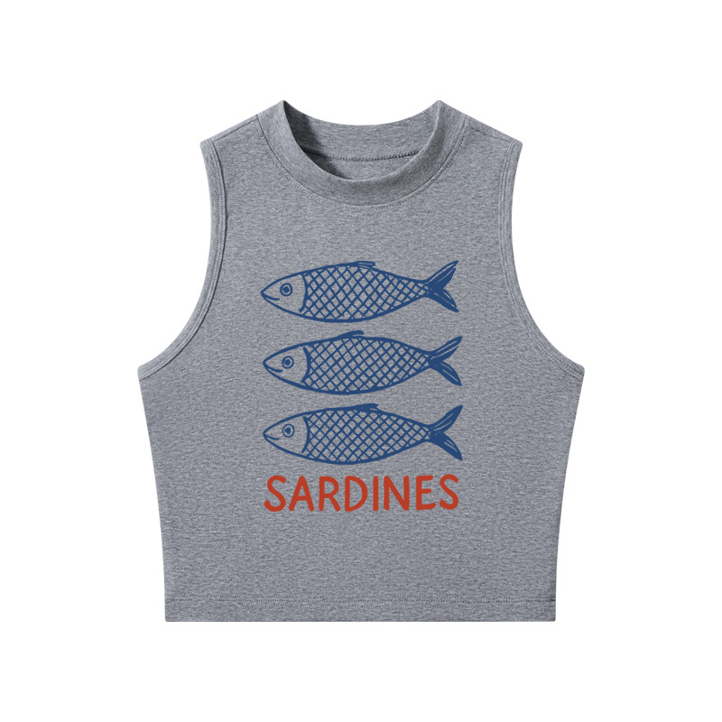 Tokyocanvas Sardines Retro Crew Neck Crop Top