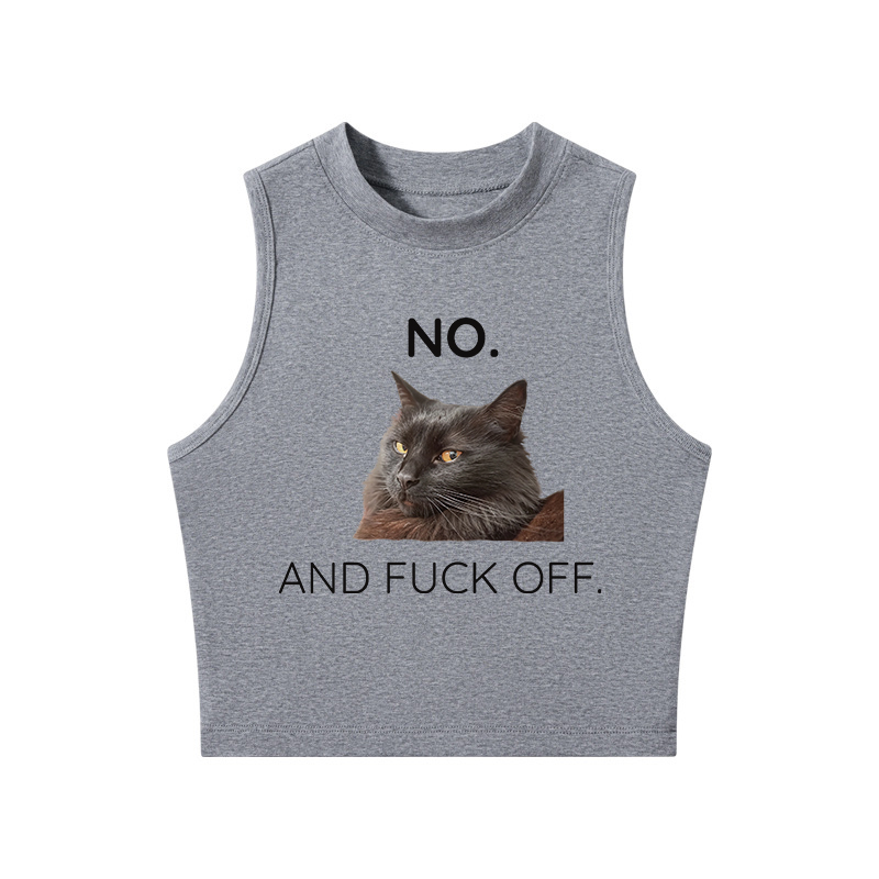 Tokyocanvas Grumpy Cat Crew Neck Crop Top